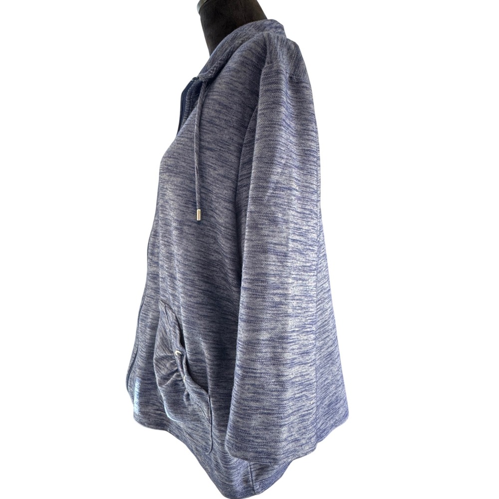 Weekends by Chicos Blue Space Dye Zip Up Hoodie Jacket Size 3 - Picture 4 of 7